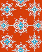 Orange Red Snowflakes Floral Repeat Rug
