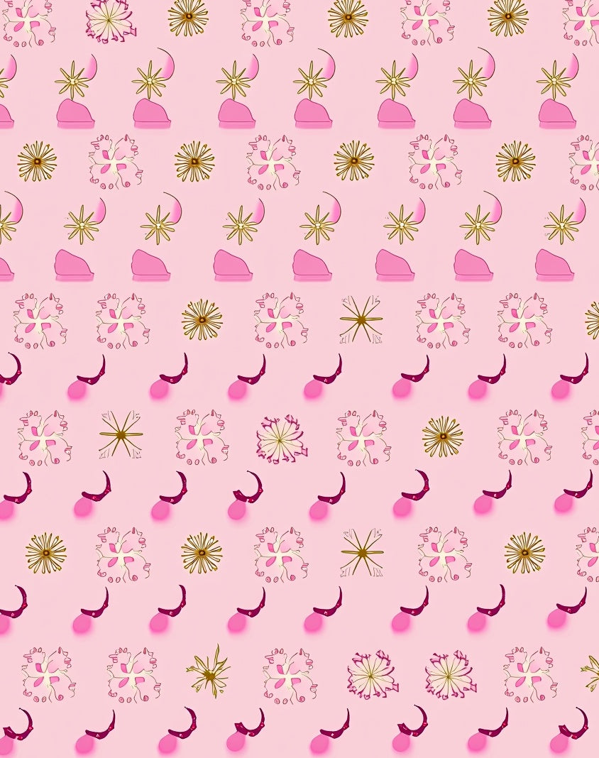 Pink Yellow Floral Abstract Round Rug