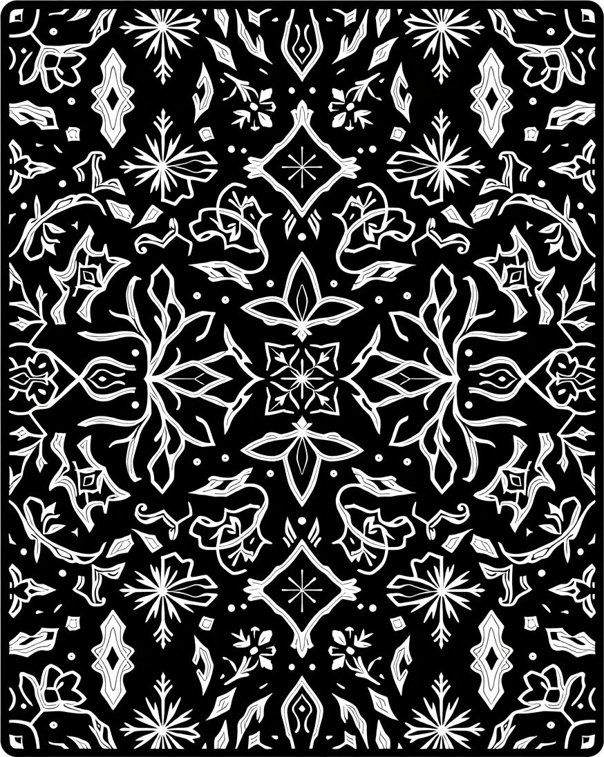 Black White Floral Art Nouveau Rug
