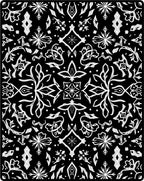 Black White Floral Art Nouveau Rug