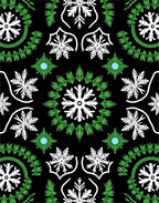 Black Green White Snowflake Medallion Rug