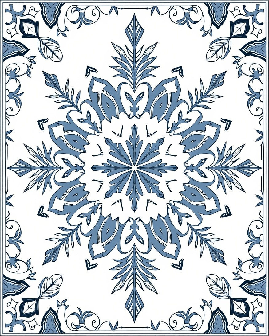 Blue And White Floral Medallion Rug