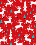 Red White Aqua Reindeer Christmas Trees Rug