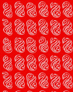 Crimson white swirling flame medallion Rug