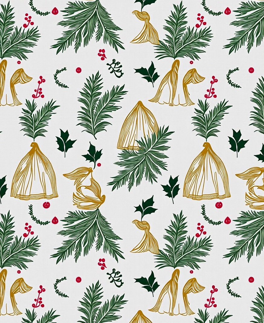 Gilded Foliage Holly Berry Branches Rug