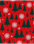 Festive Crimson Snowflakes and Trees Rug