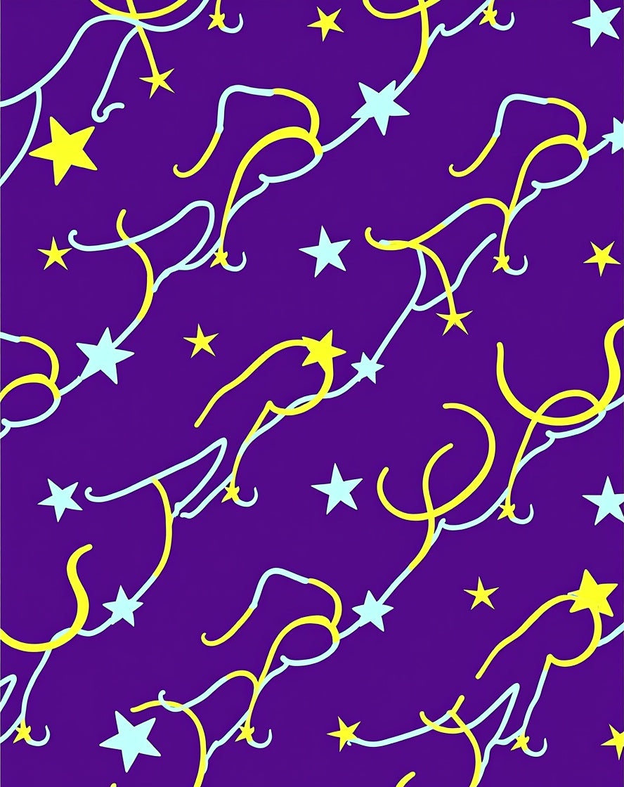 Cosmic Yellow and Blue Starry Swirl Rug