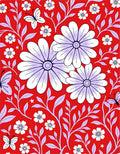 Vibrant Red Butterfly Floral Meadow Rug