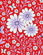 Vibrant Red Butterfly Floral Meadow Rug