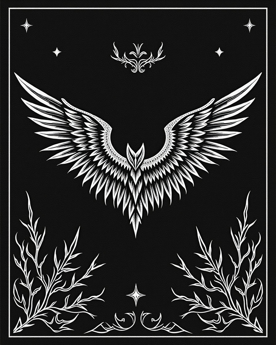 Majestic White Winged Creature Black Rug