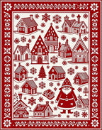 Classic Red Village Snowflake Santa Rug