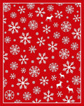 Red Snowflake Reindeer Holiday Composition Rug