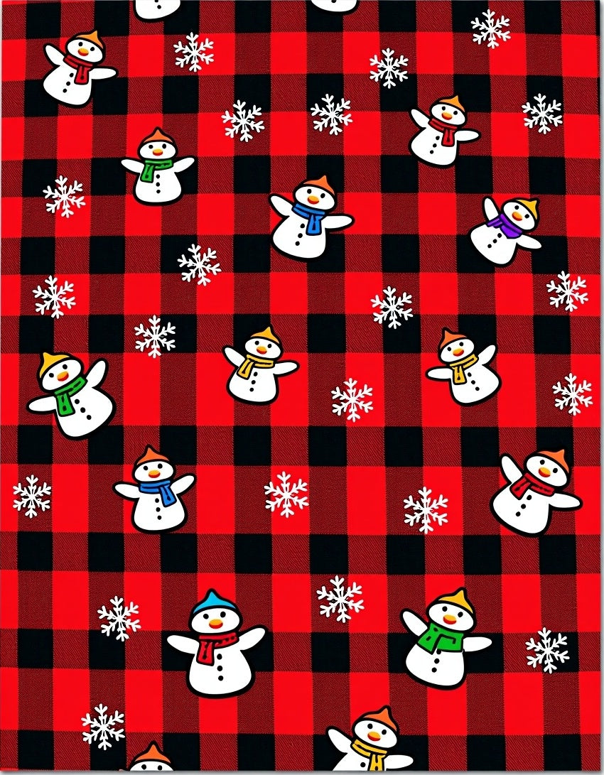 Red Black Buffalo Snowmen Snowflakes Rug
