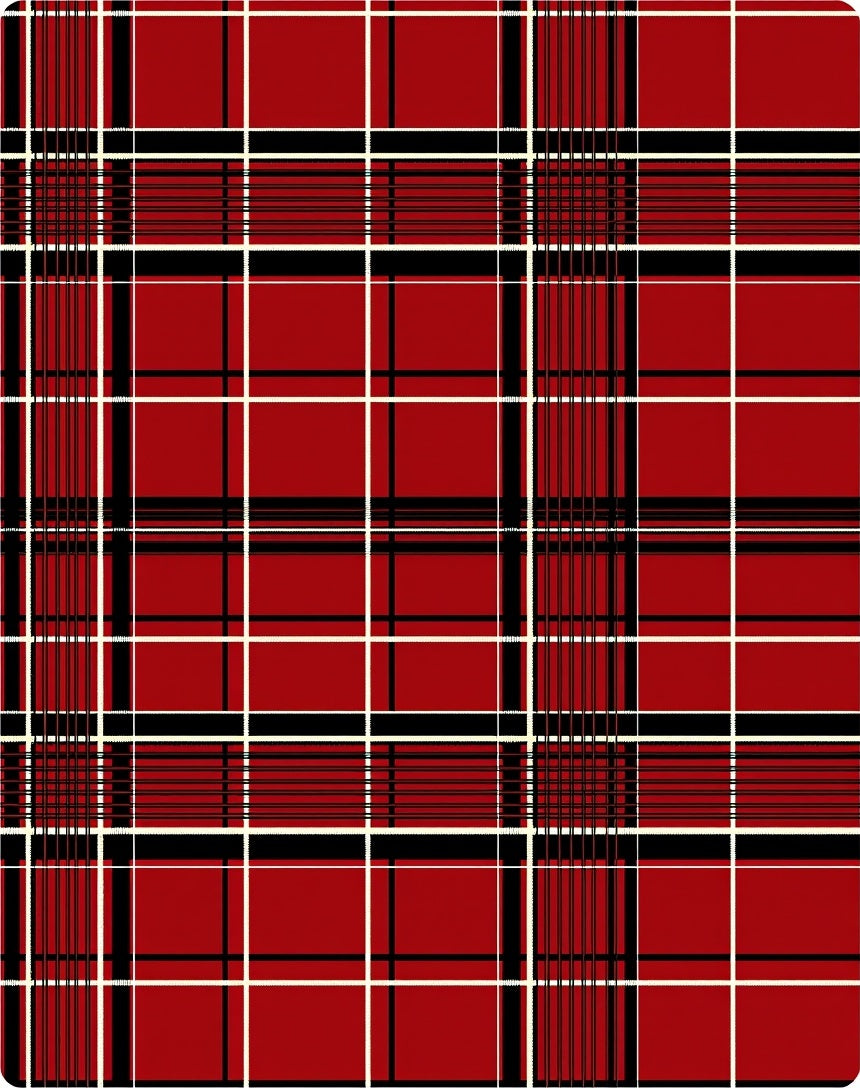 Classic Red Black White Plaid Rug