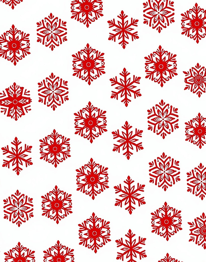 Red Snowflake Scattered Holiday Rug