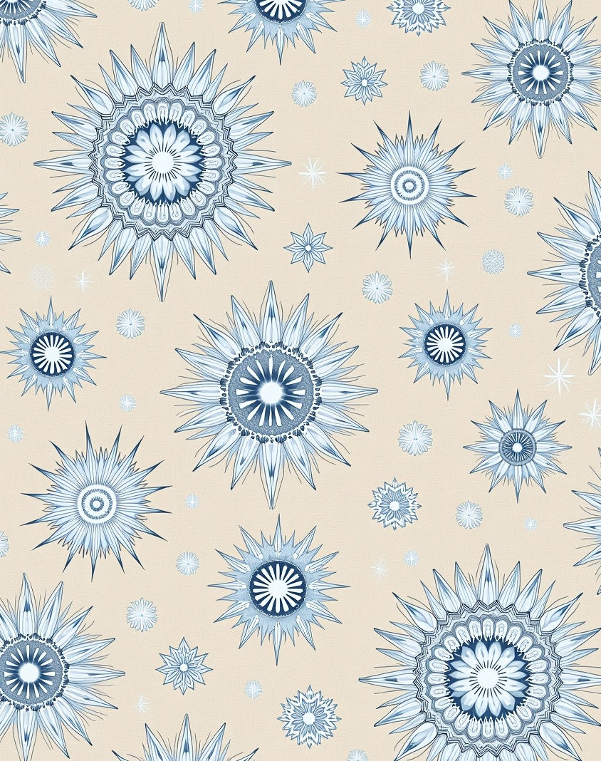 Blue Floral Sunburst Medallion Rug