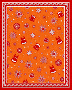 Orange Red Folk Star Creatures Rug