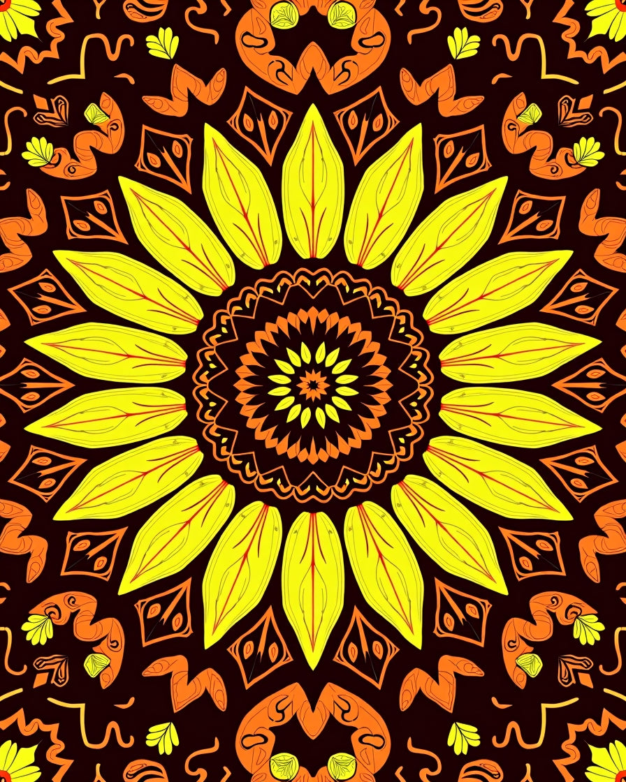 Vibrant Yellow Sunflower Mandala Rug