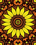 Vibrant Yellow Sunflower Mandala Rug