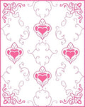 Pink Heart Filigree Swirls Rug
