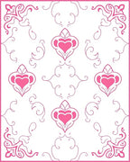 Pink Heart Filigree Swirls Rug