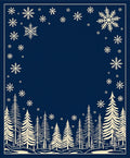 Navy Winter Forest Snowflakes Rug