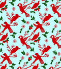 Red Cardinal Holly Branch Christmas Rug