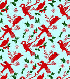 Red Cardinal Holly Branch Christmas Rug