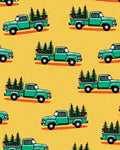 Vintage Green Truck Pine Trees Rug