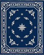 Midnight Blue Whimsical Floral Motif Rug
