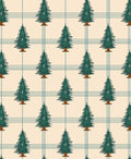 Green Pine Trees Plaid Backdrop Rug