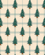 Green Pine Trees Plaid Backdrop Rug