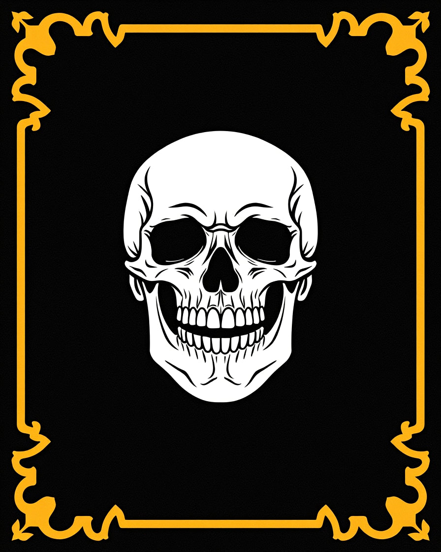 Black White Skull Gothic Border Rug