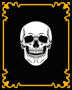 Black White Skull Gothic Border Rug