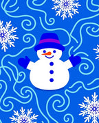 Blue Snowman With Swirls And Snowflakes Rug