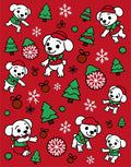 Red Christmas Dog Snowflakes Trees Rug