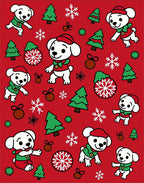 Red Christmas Dog Snowflakes Trees Rug