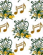 Musical Floral Yellow Green Harmony Rug