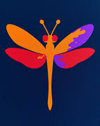 Colorful Abstract Dragonfly Whimsy Rug