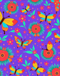 Vibrant Purple Butterfly Floral Medley Rug