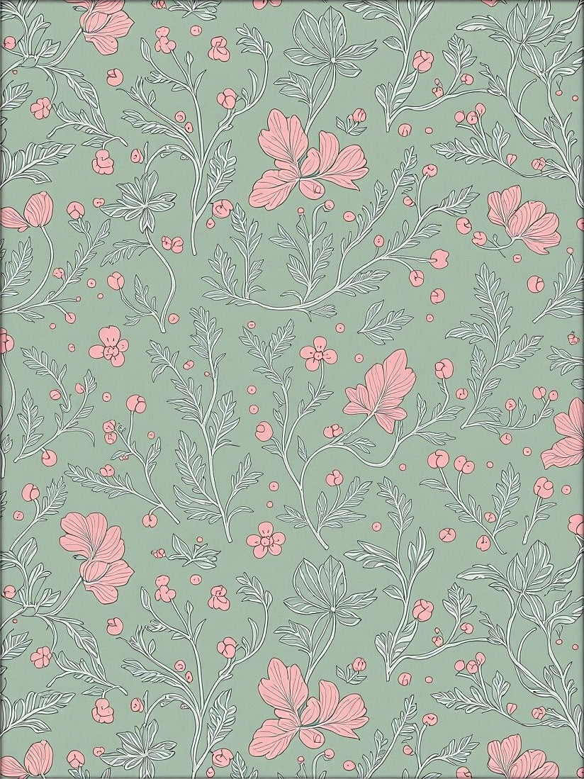 Vintage Pink Floral Vine Rug