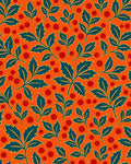 Emerald Foliage on Citrus Background Rug