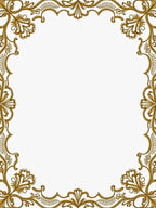 Elegant Gold Filigree Scrollwork Frame Rug