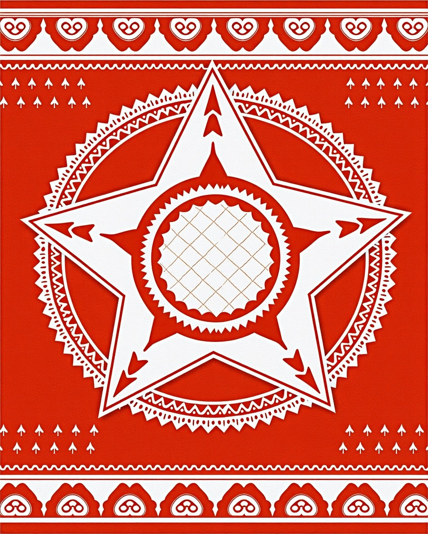 Bold Red Star Mandala Sunburst Rug