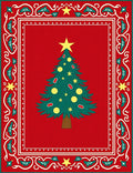 Red Christmas Tree Border Rug