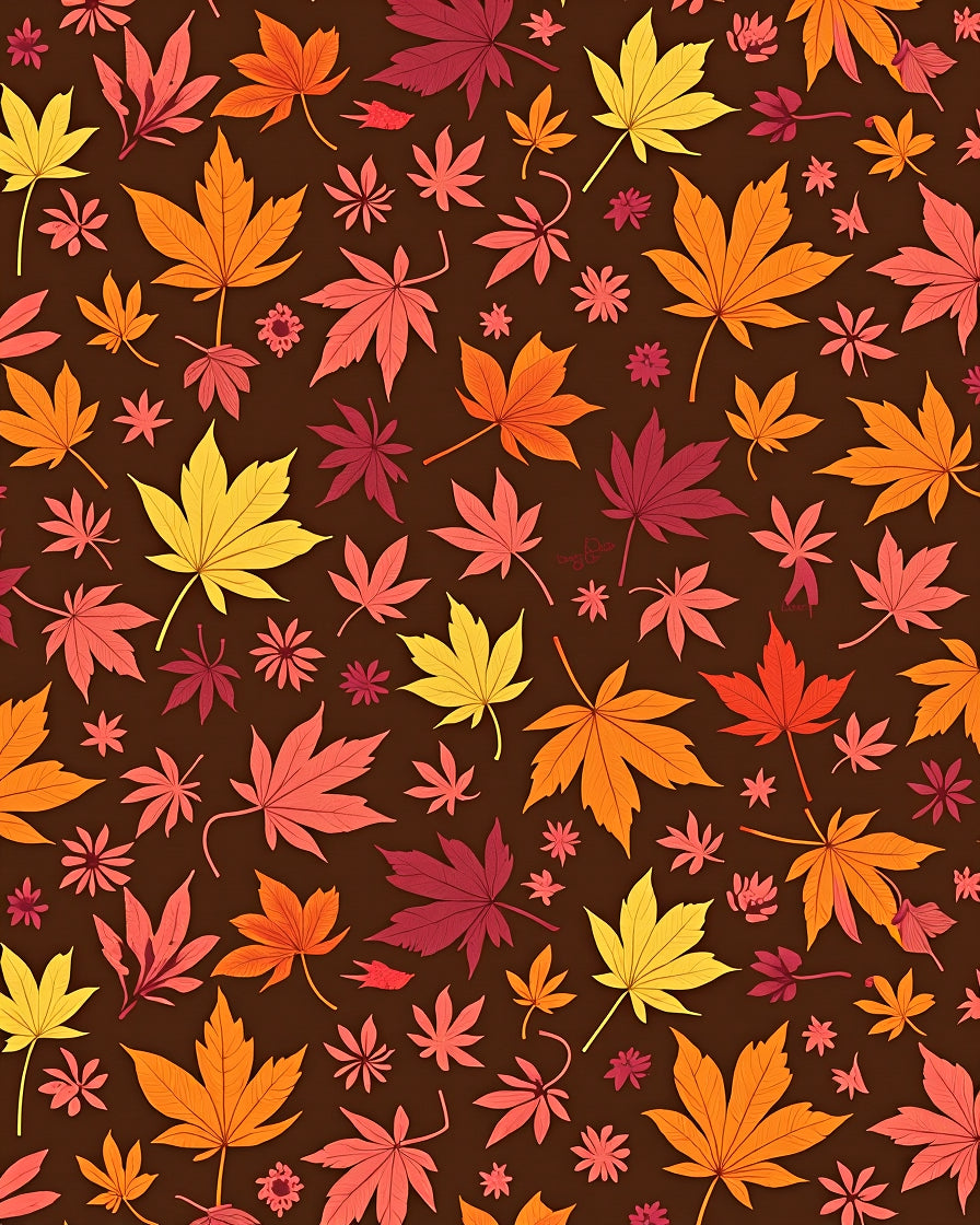 Autumn Maple Leaves Brown Background Rug