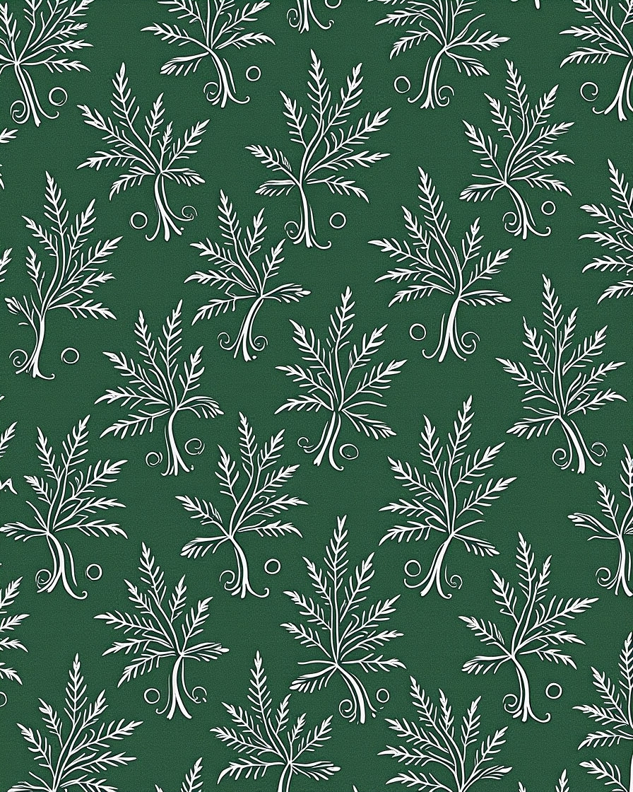 White Ferns on Deep Green Background Rug