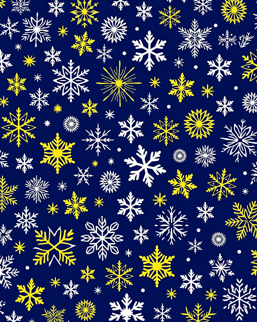 White Yellow Snowflake Holiday Snow Rug