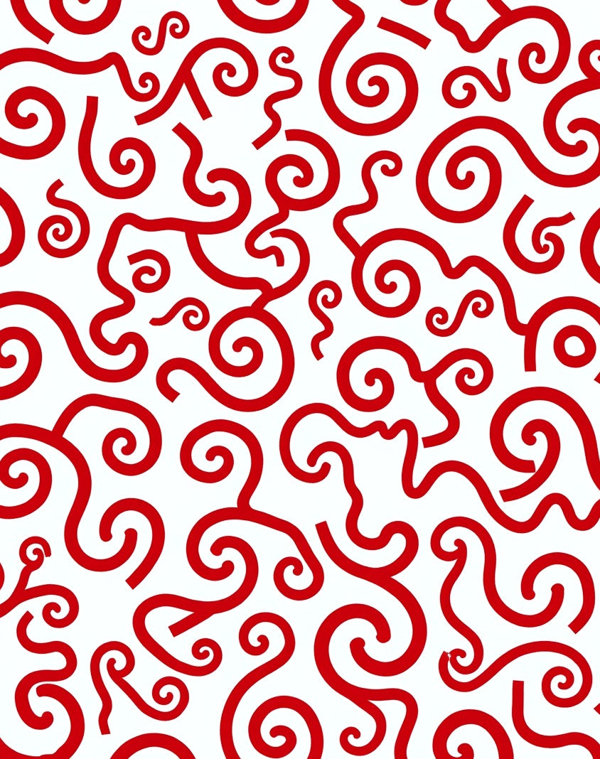 Crimson Swirls Whimsical Curve Rug