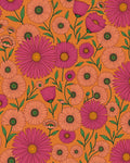 Vibrant Pink Orange Floral Garden Rug